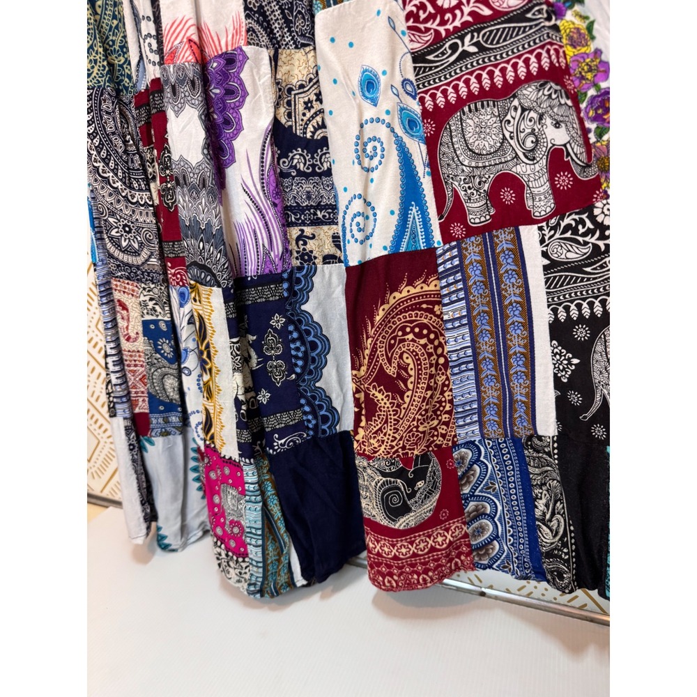 Kamana Patchwork Maxi Skirt Women L/XL Multicolor Boho Cotton Hippie Festival - Picture 3 of 10